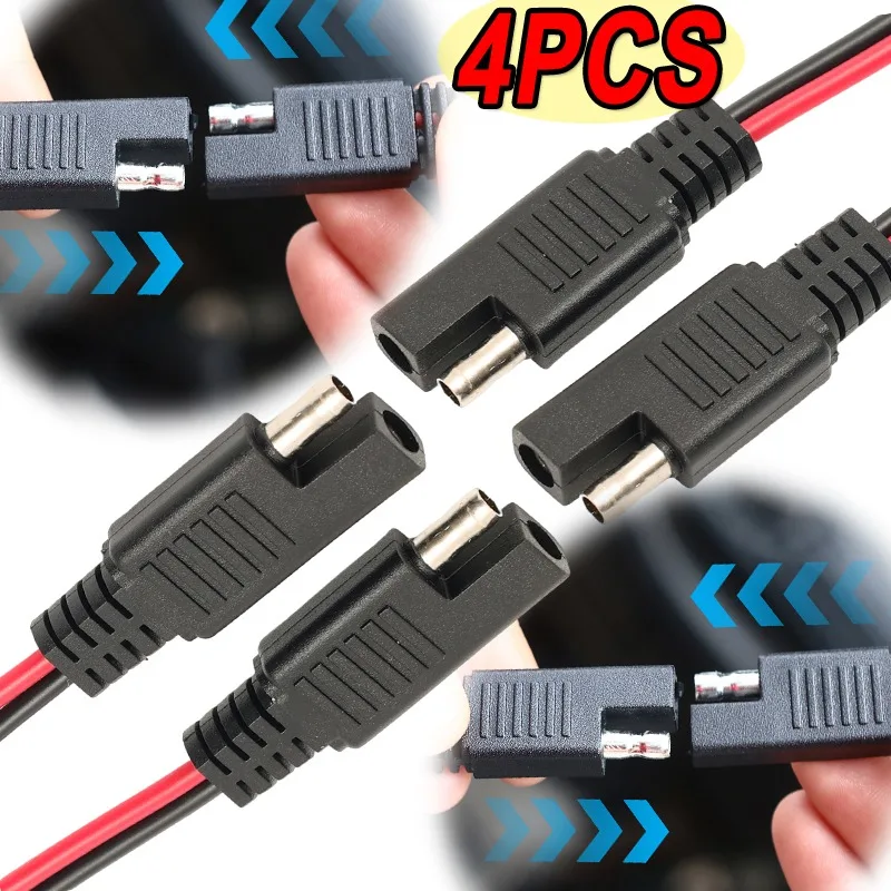 

4PCS SAE Connector Extension Cable SAE Quick Connector Disconnect Plug Solar Panel Cable Wire Power Automotive Extension Cable