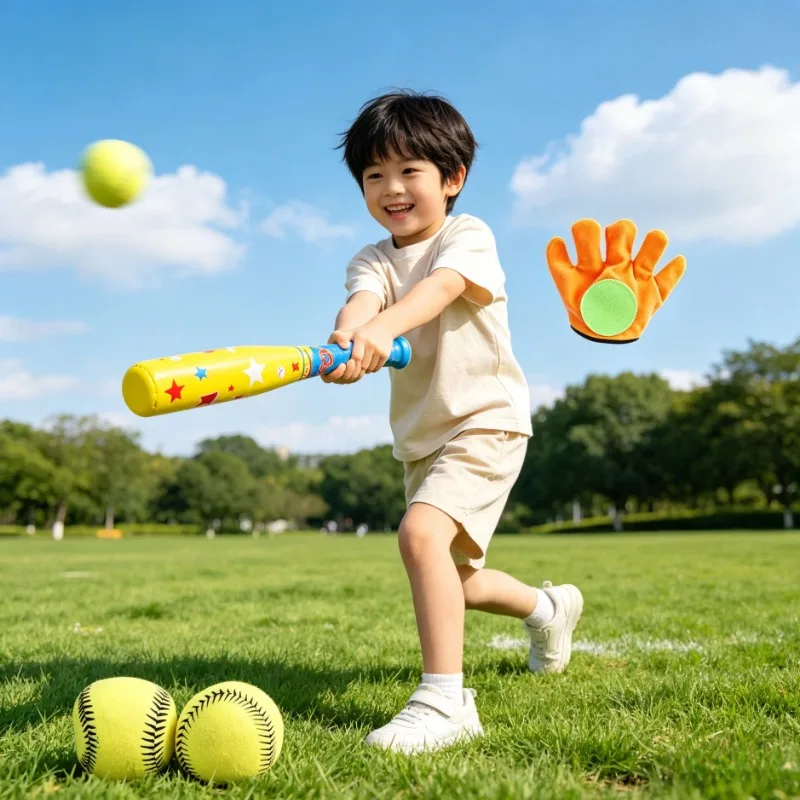 4-Pcs ABS Kids Baseball Kit with Bat Glove and Balls for Outdoor Sports Children's Chindren's Fun and Educational Game Set