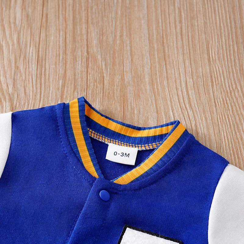 Newborn Baby Baseball Clothes 0 3 6 9 12 Months blue Boston Long Sleeve Footies Toddler Boy Clothes Kids Jumpsuit Pyjama Bebe