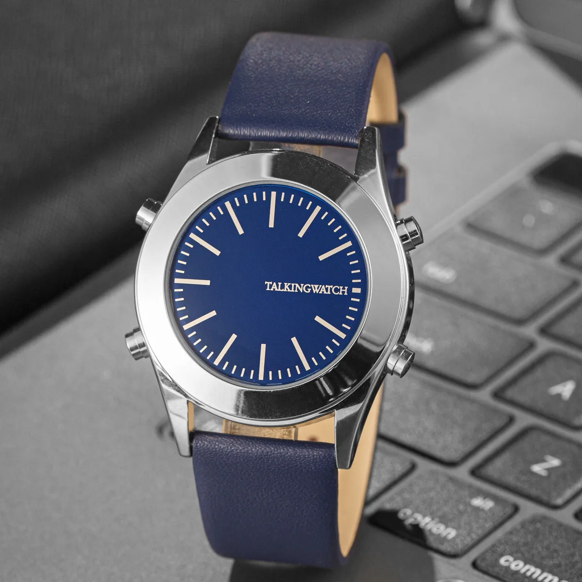 Montre anglaise unisexe à Quartz avec cadran bleu et Bracelet en acier inoxydable argenté