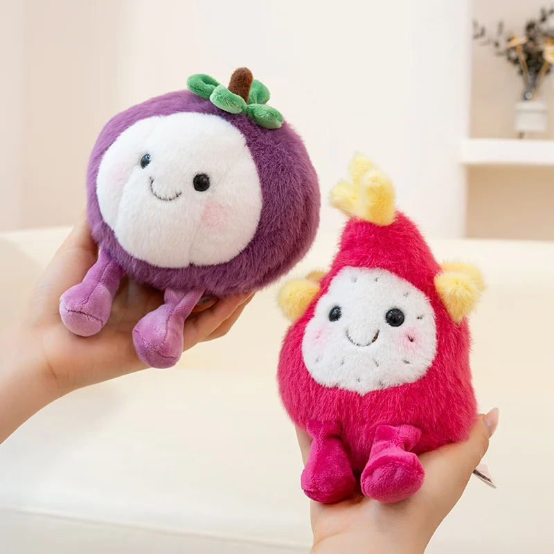 14Cm Cartoon Fruit Pluche Pop Zachte Hami Meloen Pitaya Durian Perzik Persimmon Mangostee Knuffel Home Decor Cadeau voor Kinderen