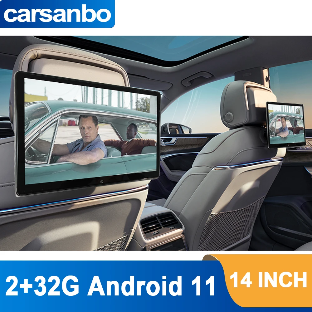 14 Inch Full Incell Lamination Process Google GMS Certified Android 11 IPS Touch Screen Headrest Rear Seat Car