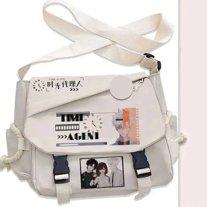 

Черно-белые сумки через плечо для студентов-подростков, большие вместительные сумки через плечо для школы, аниме Ga