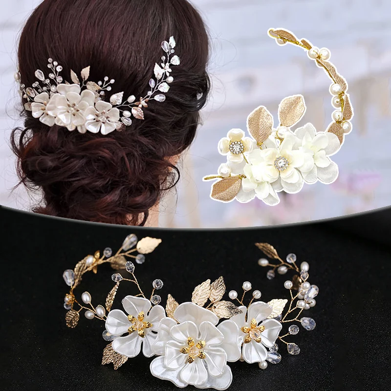 1pc bridal jewelry leaf headband gold headdress wedding dress accessories hair bands hair accessories hair bands