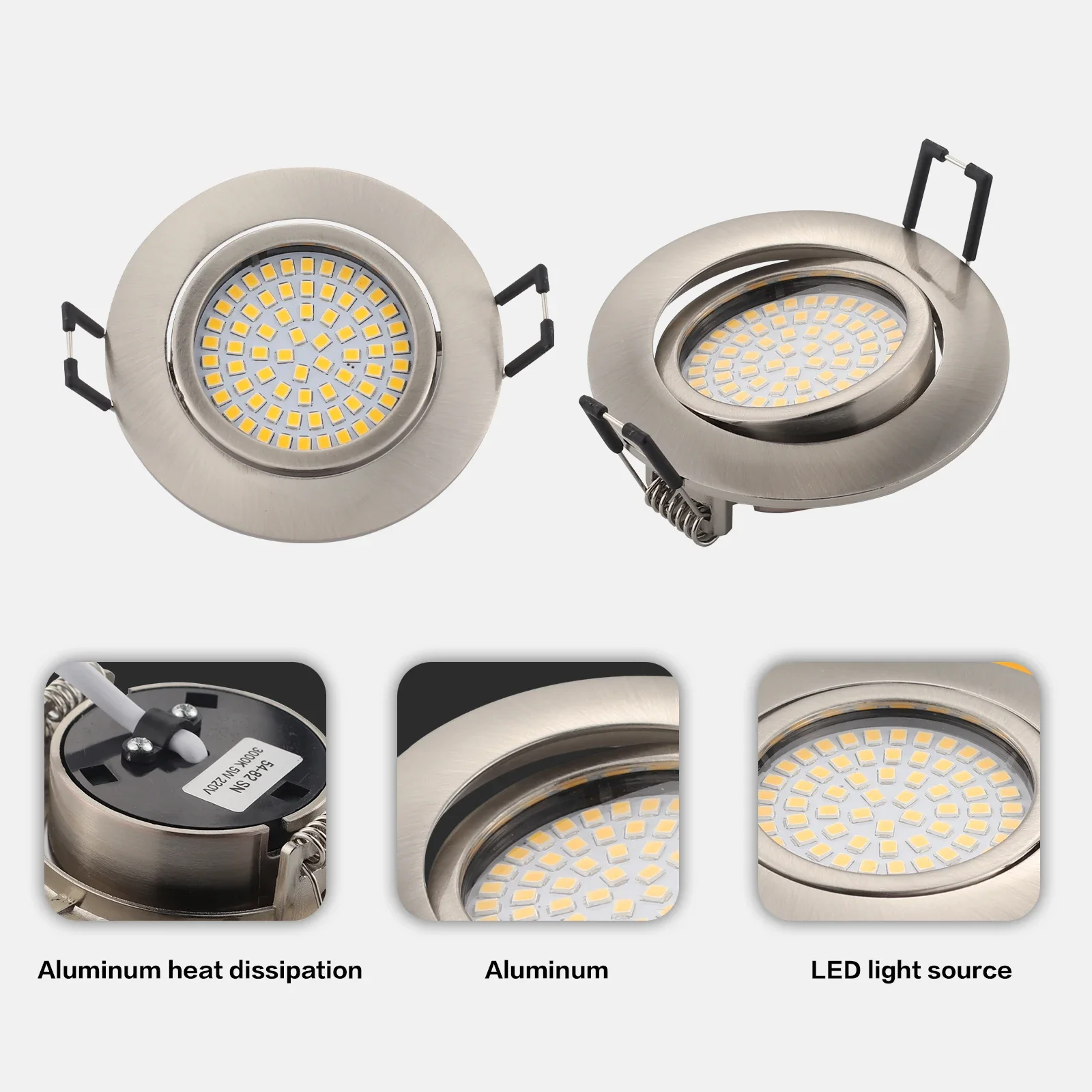 원형 통합 니켈 천장 조명, 조정 가능한 AC90-260V LED 천장 설치, 가족 상점 천장 조명