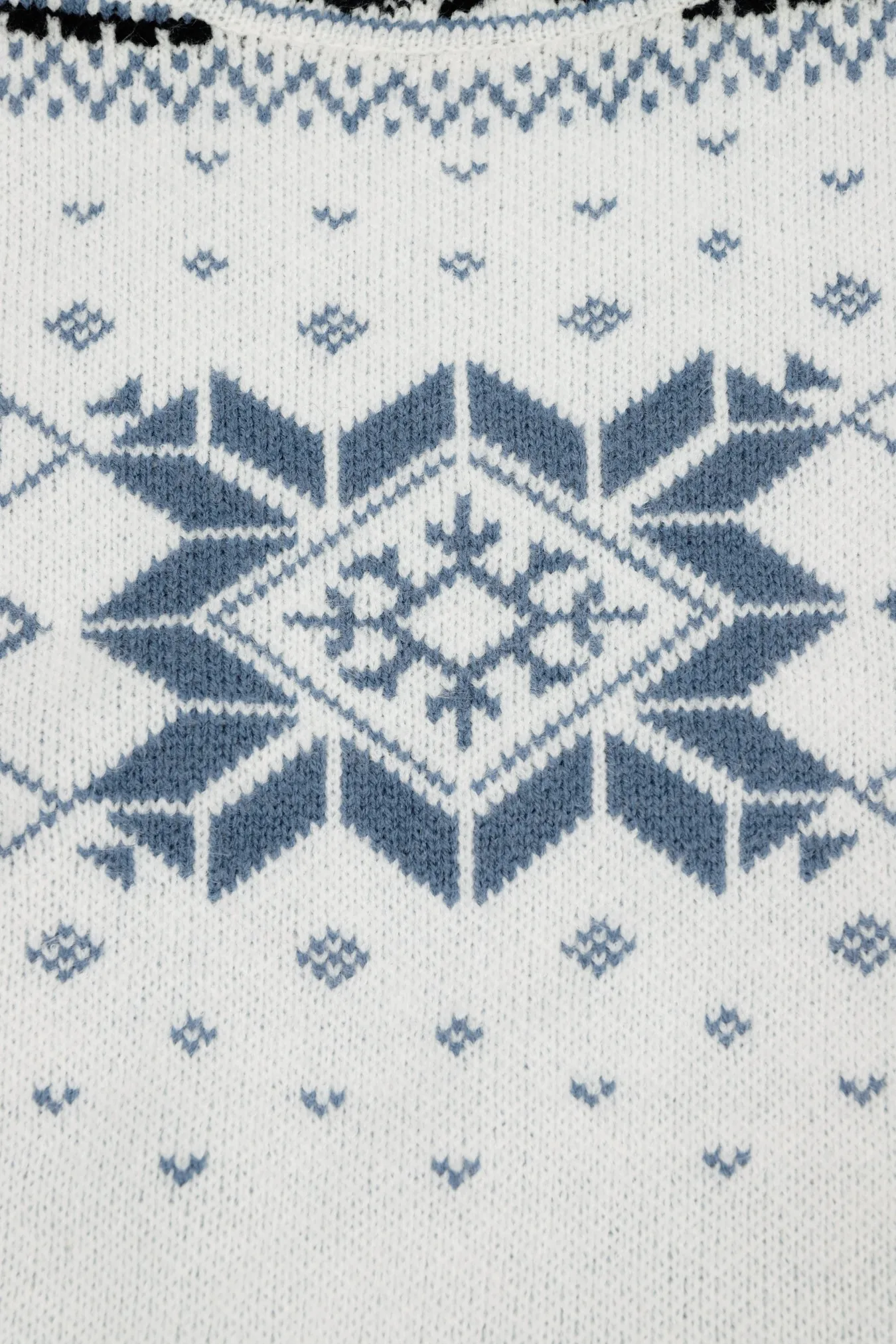 Damen Weiß-Blauer Fair-Isle-Muster Rundhals-Strickpullover Lässiger Oversize-Weihnachtspullover
