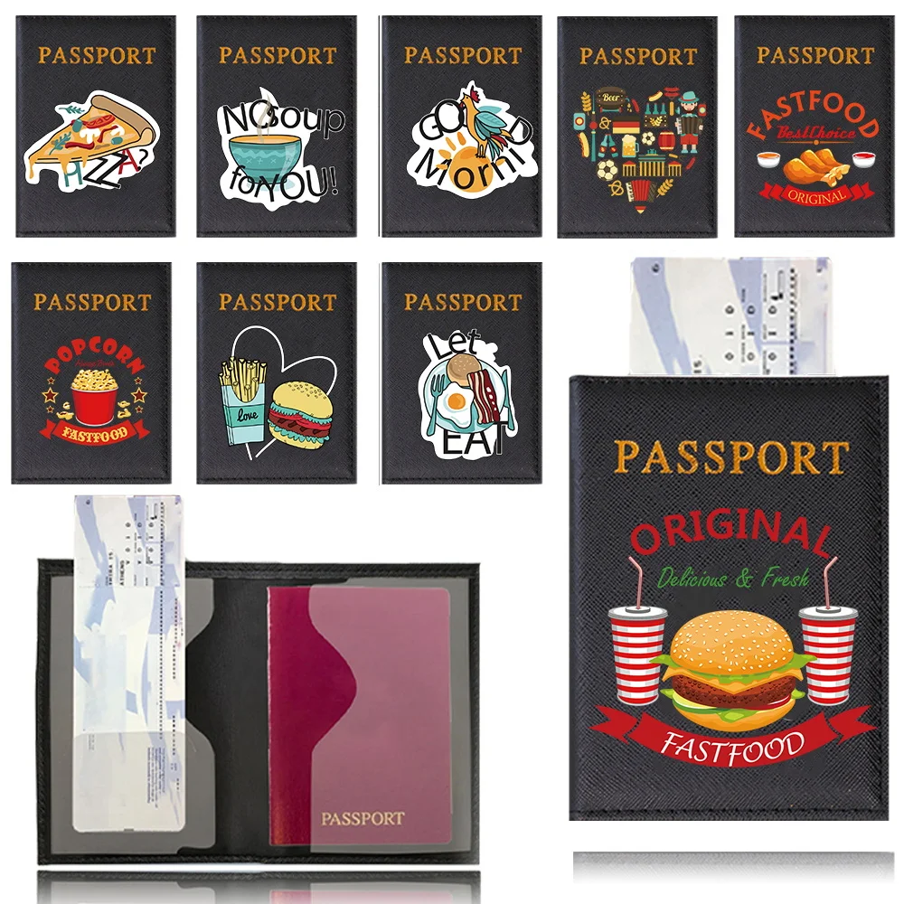 New Card Wallet Food Pattern Passport Cover Airplane Ticket Protection Cover Portable Business Travel Essentials Passport Cover
