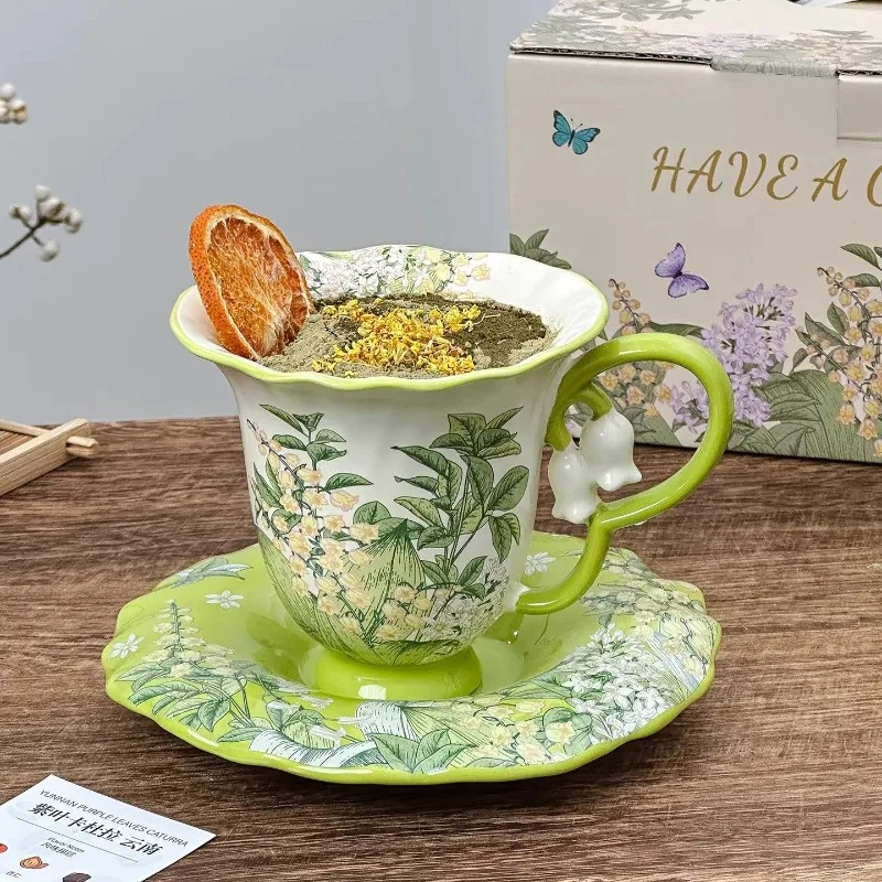 Lily of the valley blooming afternoon tea set - exquisite high-grade ceramic cups, mugs, and coffee cups - view 2