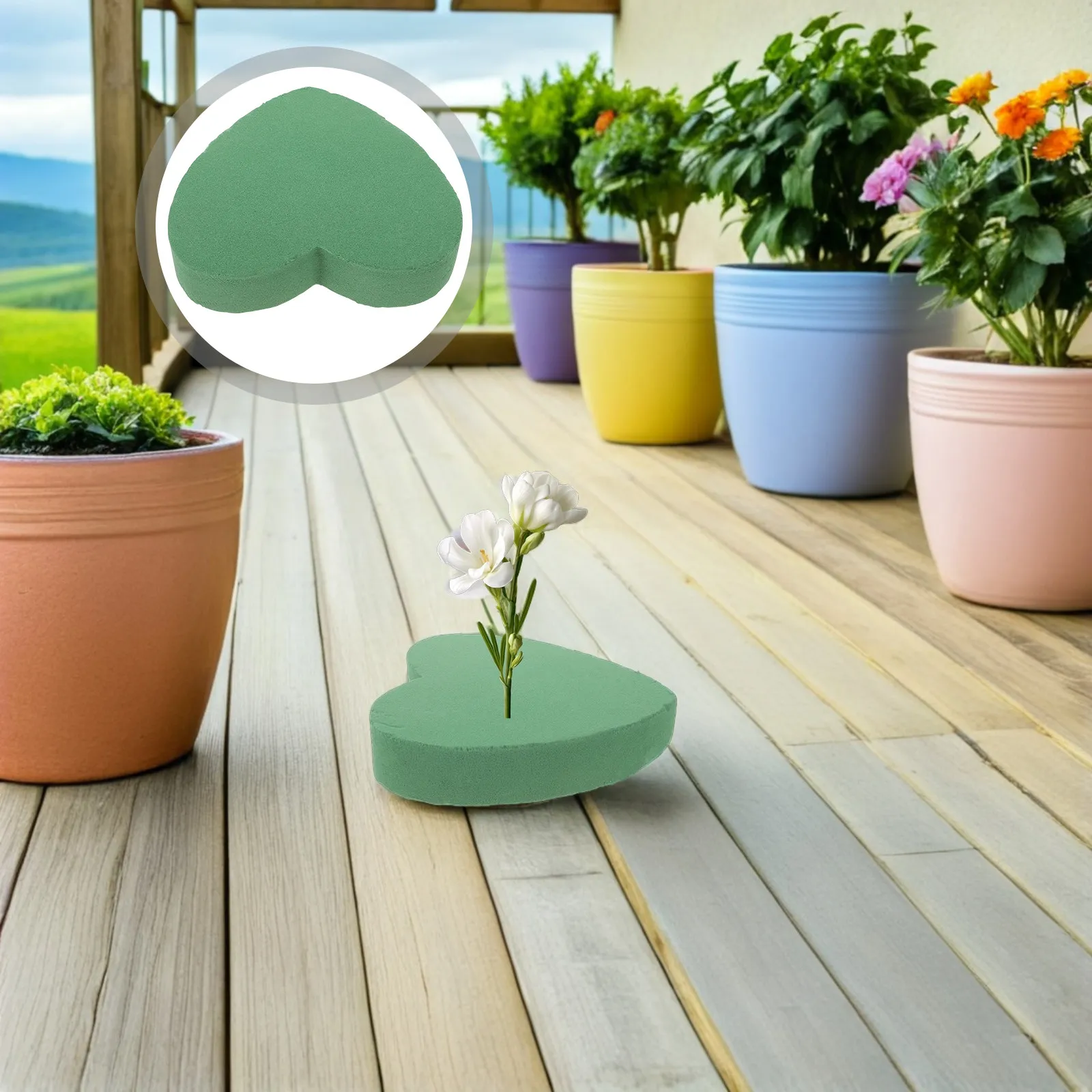 

4Pcs Heart Shaped Foam Blocks 7.66x7.27in Quick Absorb Green Floral Foam for DIY Flower Arrangements Wedding Valentine Party