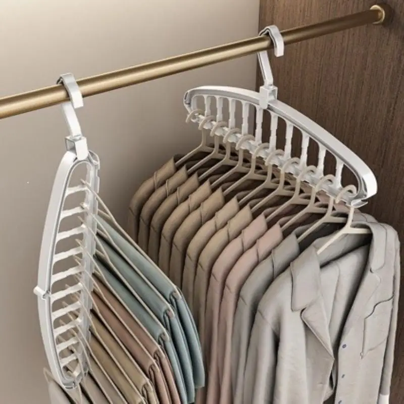 Multi Layer Space Saving Hangers 11 Holes Non Slip Plastic Clothes Organizer Horizontal Vertical Use