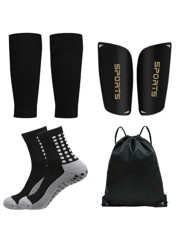 4 PCS Set Anti-Slip Football Socks Sports Leg Sleeves Set Men Women Soccer Socks Training Basketball Sports Socks Drawstring Bag