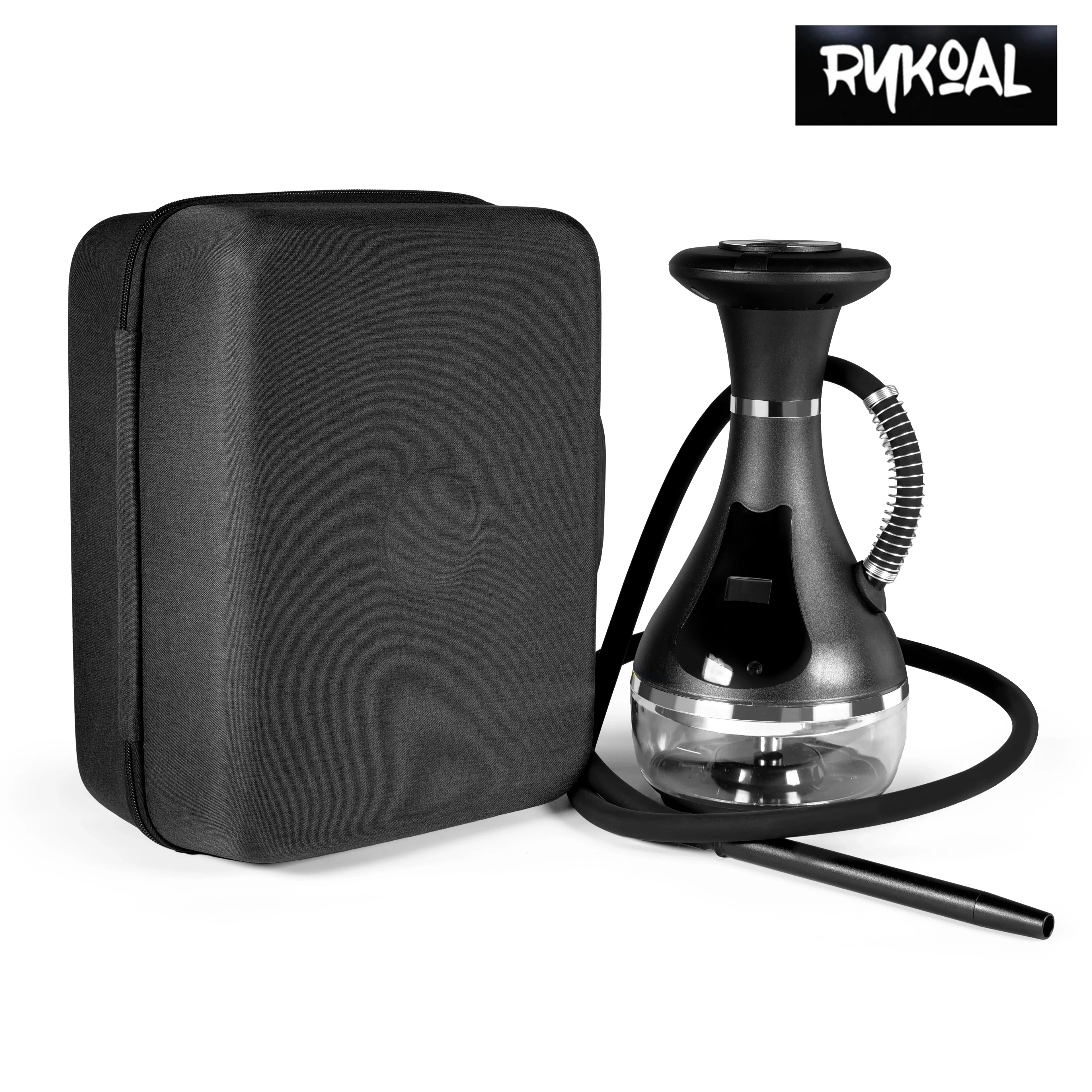 

RYKOAL Portable Electric Hookah Shisha Set Portable Travel Electronic Hookah Battery Powered Shisha with LED Display