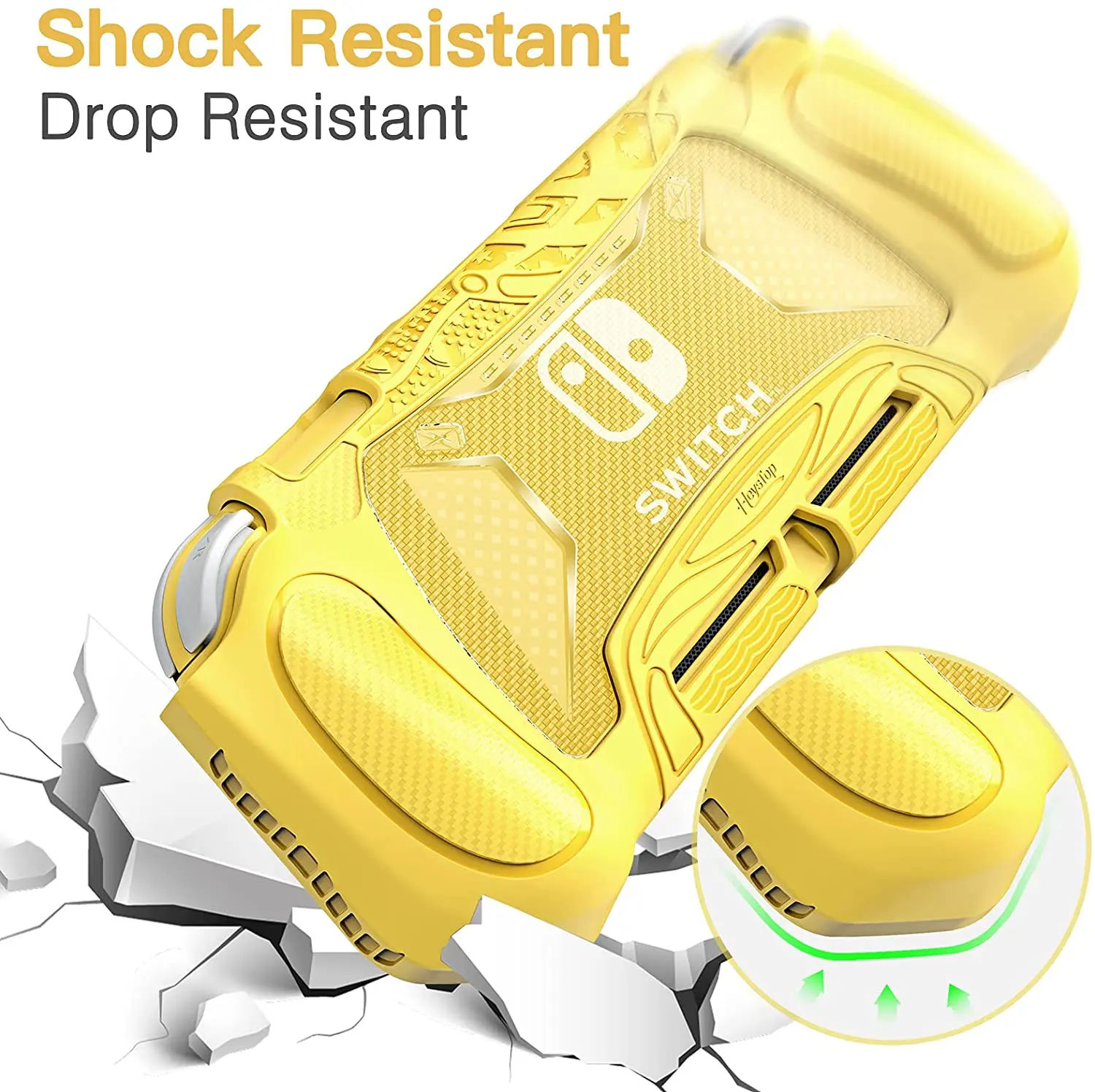 Capa protetora heystop para nintendo switch lite com armazenamento de cartão de jogo, protetor de tela de vidro temperado e 6 aperto de polegar