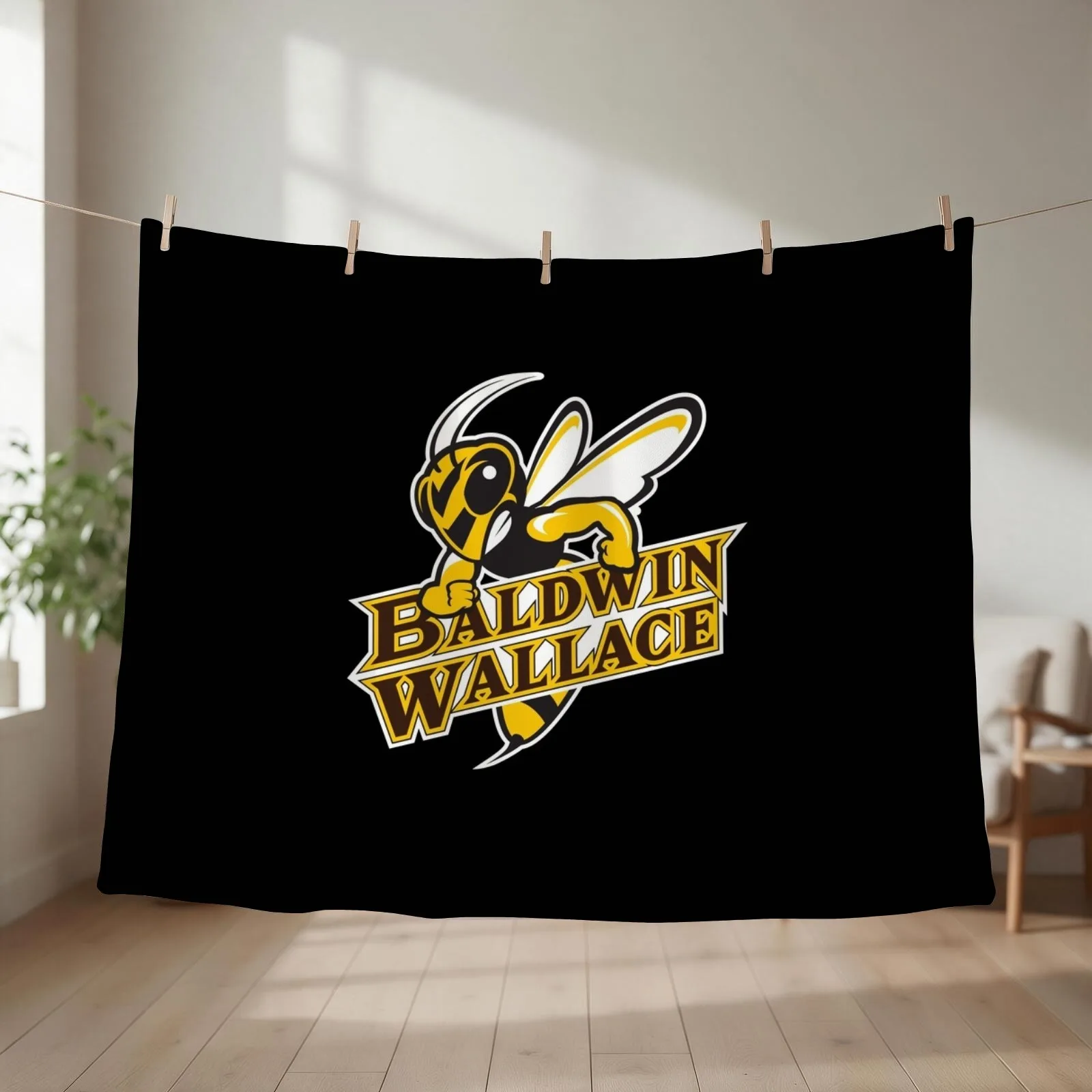 Baldwin Wallace Yellow Jackets club Throw Blanket couch cozy soft plush fuzzy picnic outdoor blanket