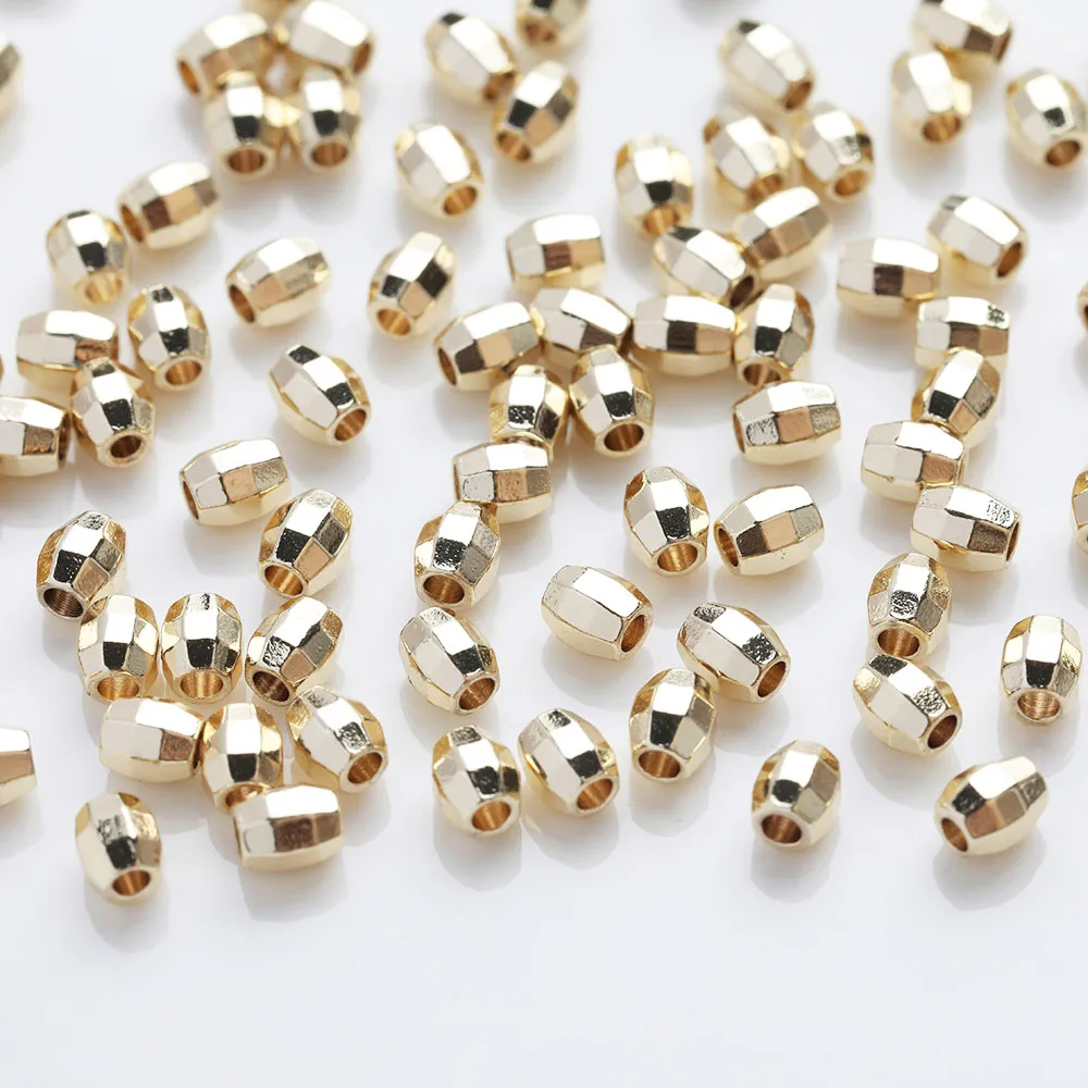 30PCS Dainty Oval Brass Beads Spacer Bead for Jewelry Making Bracelet Necklace Supplies DIY 14k Gold Plated Accessory 3.8*4.5mm