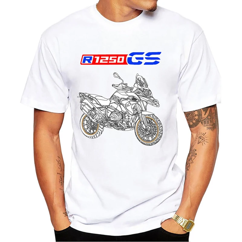 Drive The Classic Motorcycle GS 1250 R 1250 GS E30 Printed T-shirt Summer Men\'s Short Sleeve White Casual Top Hip Hop Boys\' Cycl