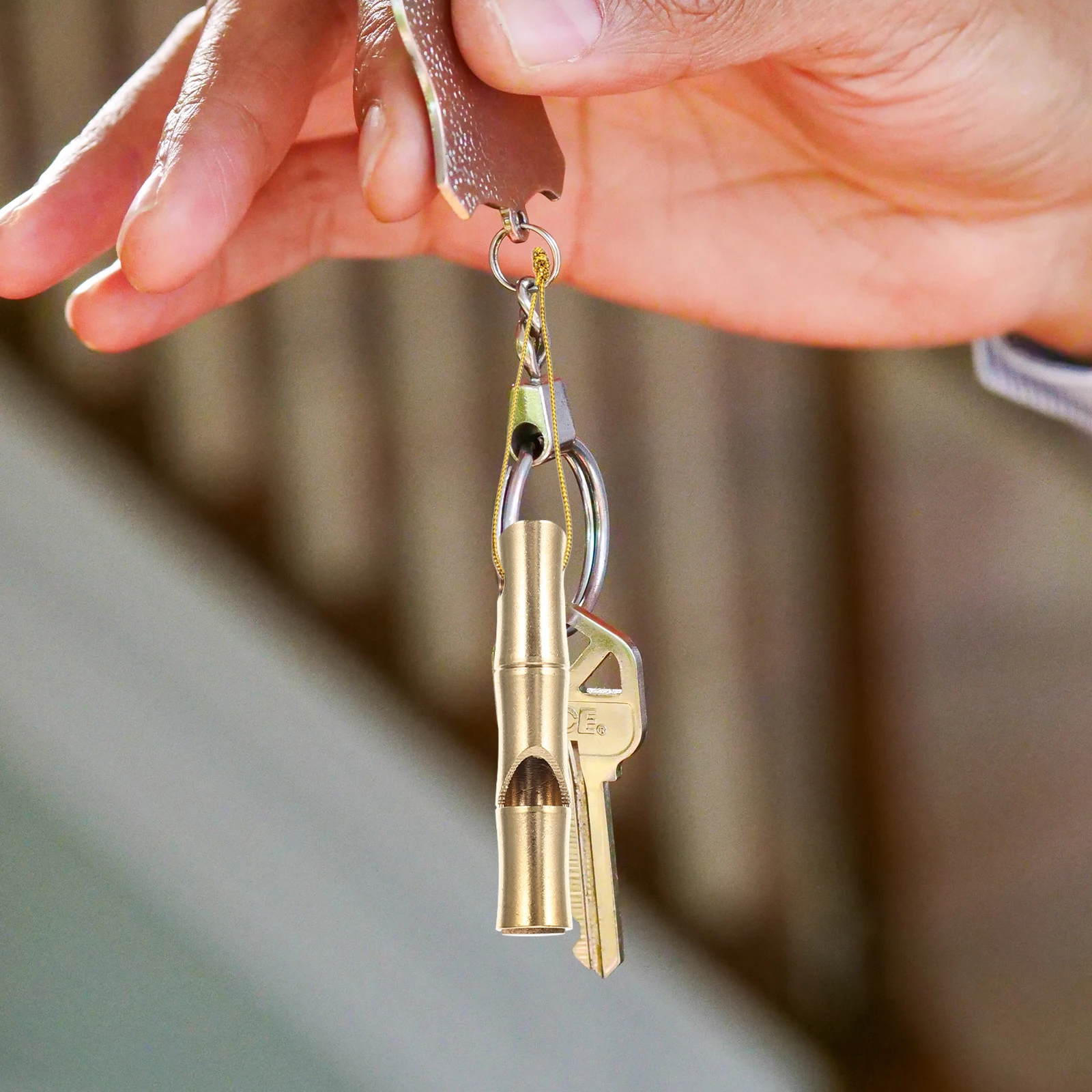 

2 Pcs Bamboo Whistle Hiking Outdoor Key Chain Emergency Survival Whistles Loud Multipurpose Pendant for