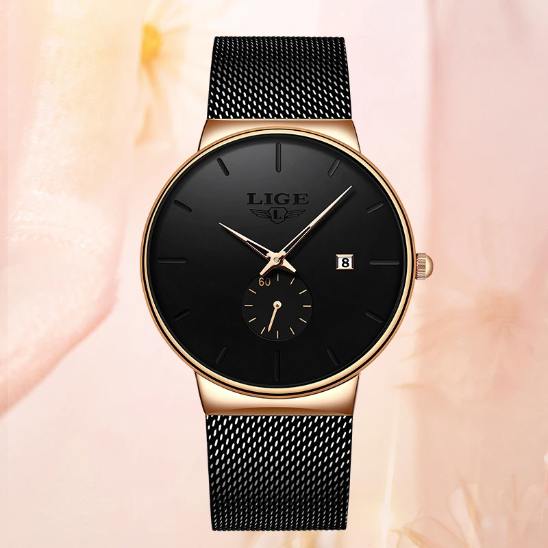 LIGE New Fashion Casual Quartz Ladies Watch Top Brand Luxury Watches for Women Ultra Thin Waterproof Business Gift Auto Calendar