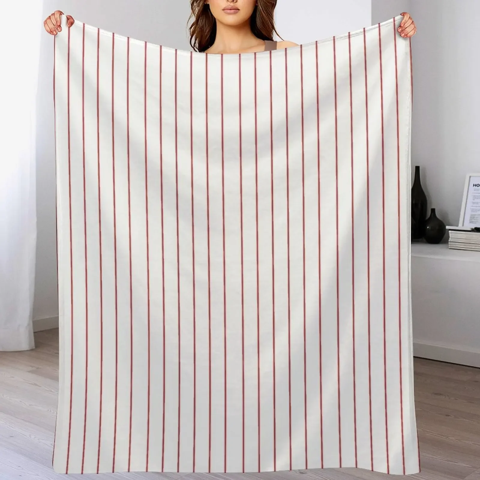 Thin Red Pinstripe Pattern, Red Vertical Stripes Throw Blanket Travel Quilt funny gift Weighted Blankets