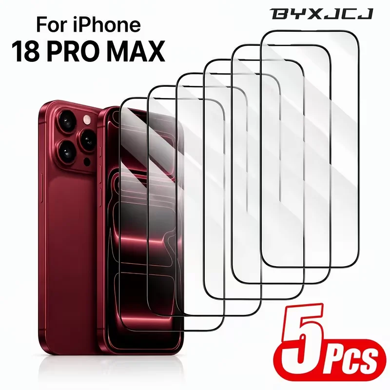 5 Piece Black Edge Tempered Glass Screen Protector Suitable for iPhone 18 Pro Max/18 Pro/17 Pro Max/17 Pro/17 and 16/15/14/13/12/11/X Series, Ultra-High Transparency, 9H High-Strength Glass, Smooth Touch, Anti-Fingerprint and Wear-Resistant