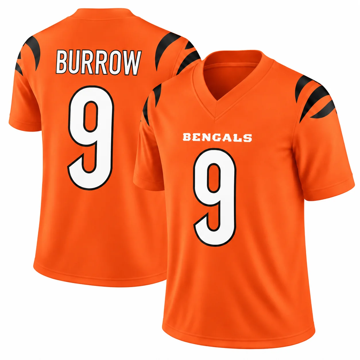 Herren # 9 Burrow American Football Weißes Spieltrikot Schnelltrocknendes Polyester Kurzarm-Shirt mit V-Ausschnitt Sport-Fan-Party Freizeitkleidung – Detail 5