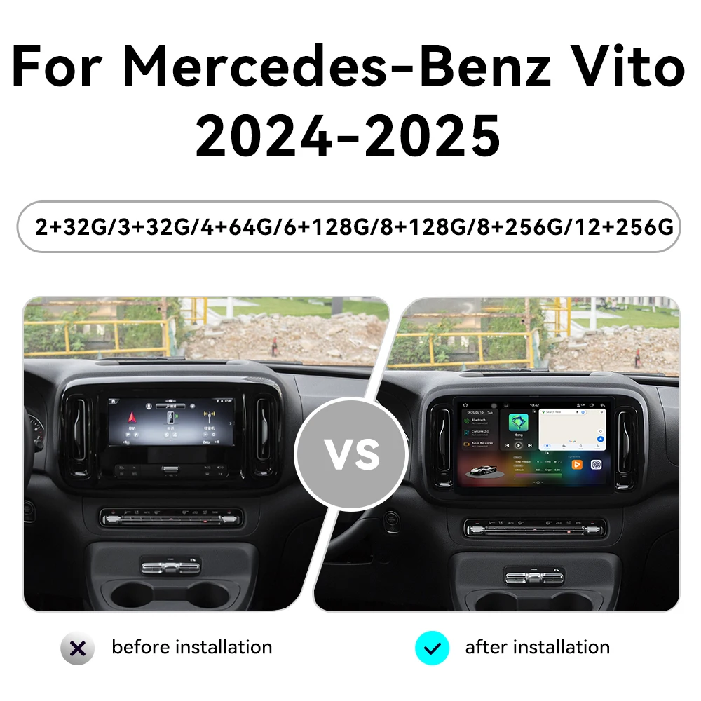 

13.3 Inch Wireless Carplay For Mercedes-Benz Vito 2024-2025 Android 14 Multimedia Player GPS Navigation Car Multimedia Player