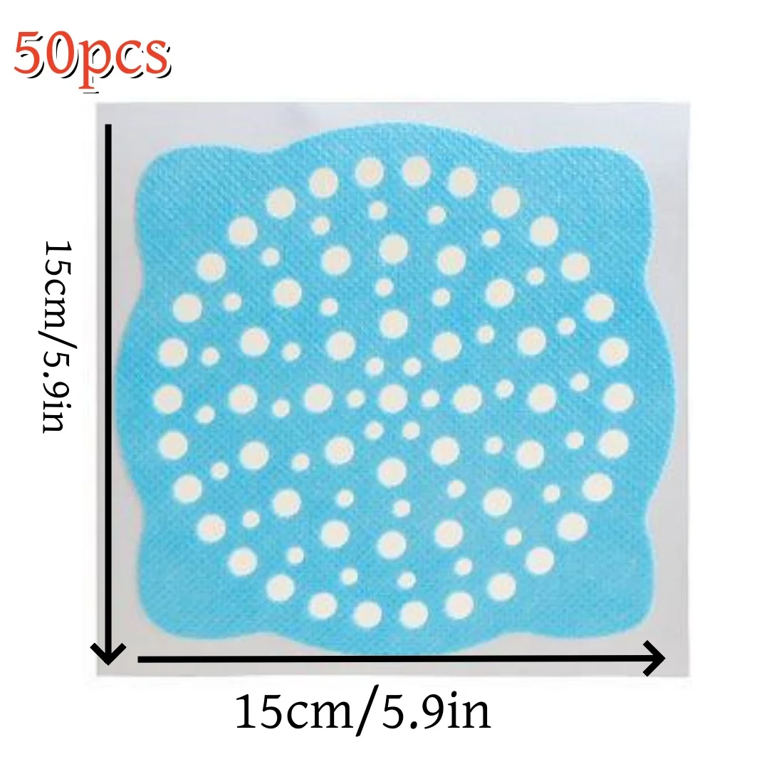 50Pcs/set Disposable Sink Filter Shower Drain Stickers Hair Catcher Drain Cover Kitchen Bathroom Waste Sink Anti-Blocking Filter
