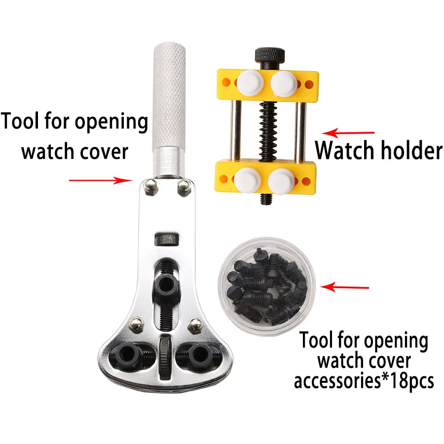 20pcs Watch Repair Tools Opener Steel 4 Type Paws Adjustable Watch Back Cover Opener Backcase open Tool With Movement Holder