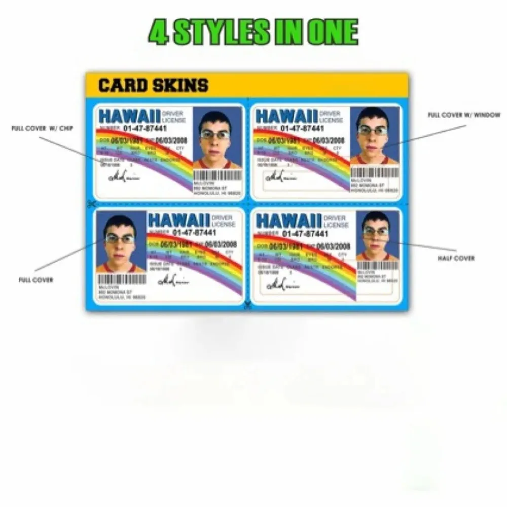 4Pcs Funny Card Skin Stickers, Creative Decorative Vinyl Decals for Card Surface Decoration