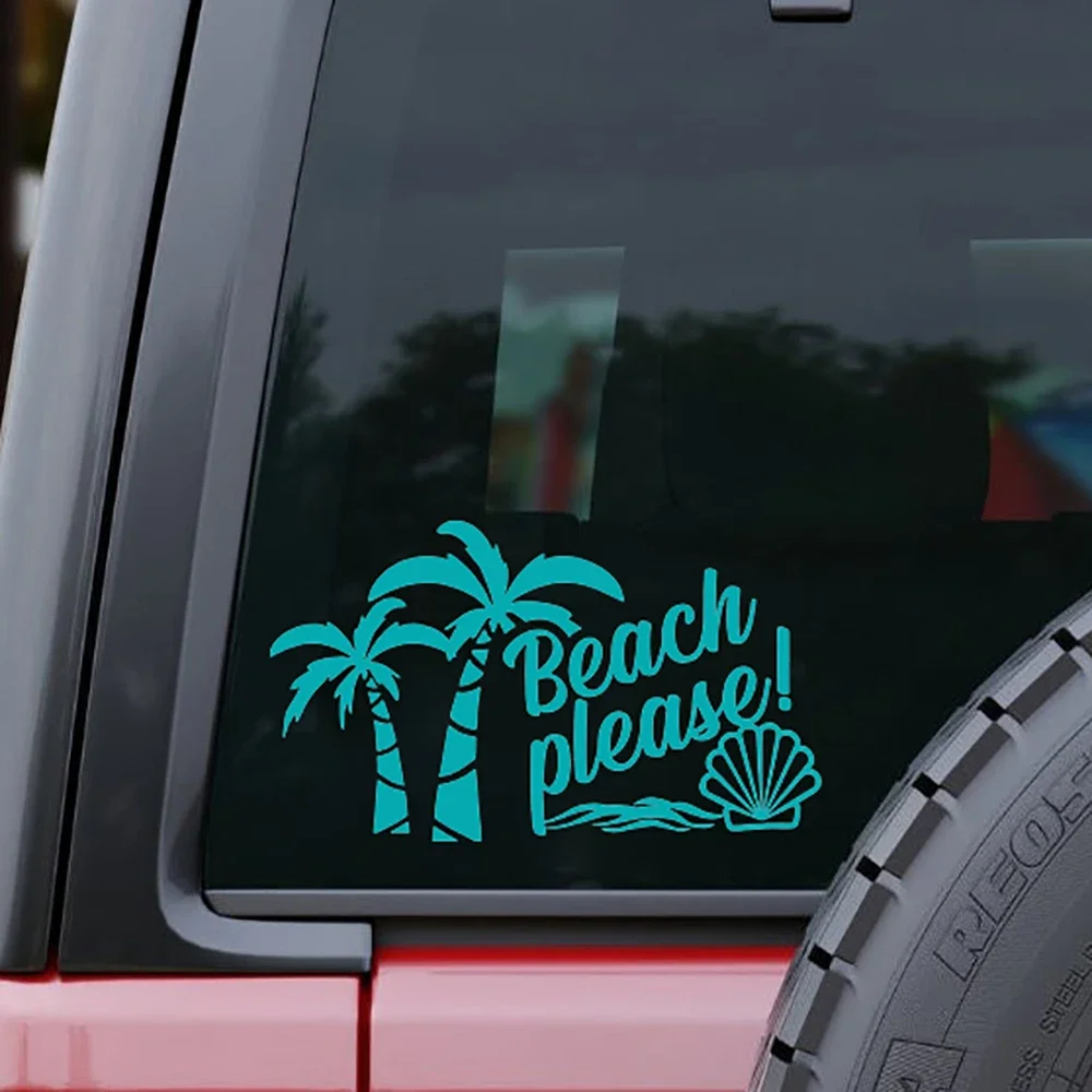 Cute Palm Tree Car Stickers Beach Please Design Die Cut Camper Vans Camping Vinyl Decals Accessories