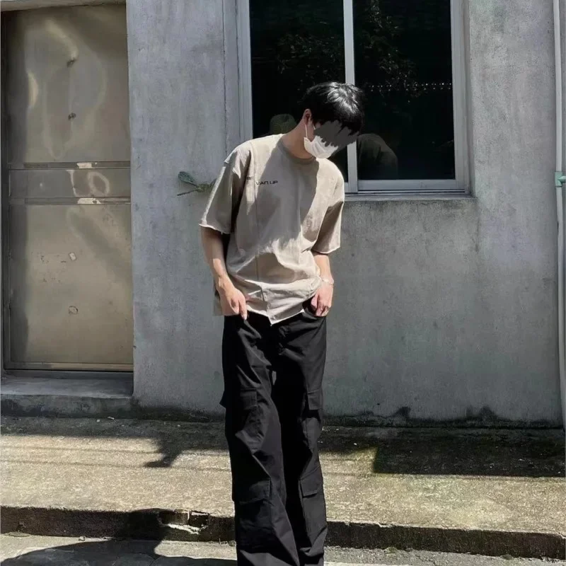 Multi-Pocket Loose Straight Cargo Pants Paratrooper High Street Dark