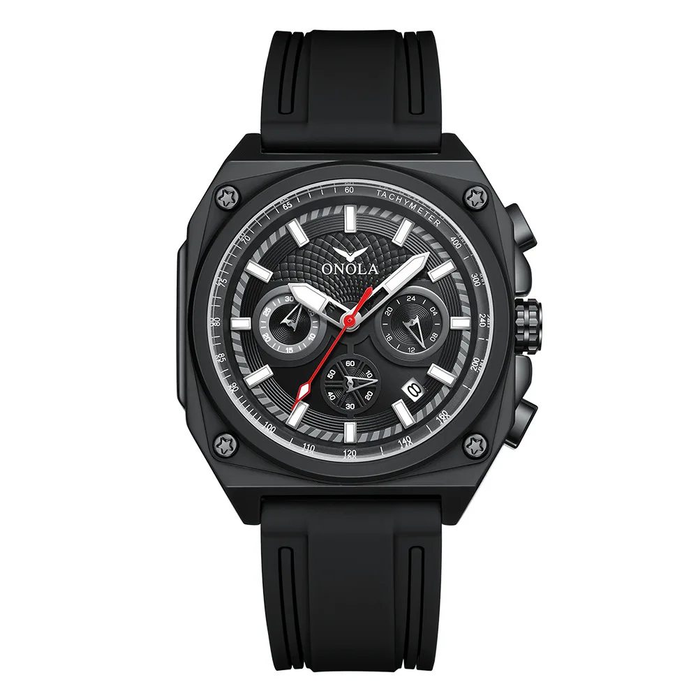 

Fashionable Square Men's Watch New Model Multifunctional Quartz Waterproof Strap Watch Upload Image Bestseller