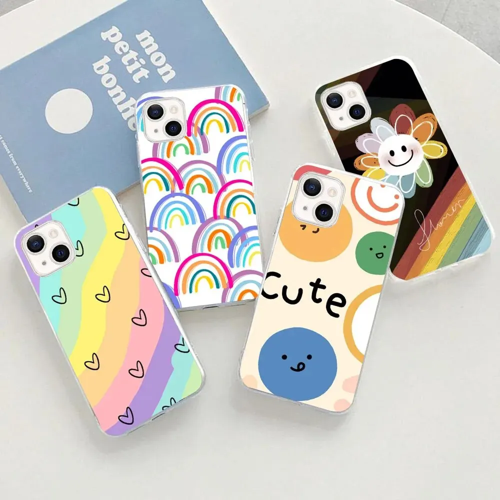 SW-63 Smile Rainbow Silicone Case For LG Q61 Q60 K50 K62 K42 K61 K40S K9 V40 V50 V60 K92 G8 G8X Stylo 6 ThinQ5 VELVET