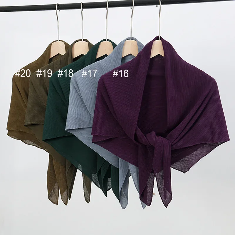 Plain Oversized Crinkle Square Bubble Chiffon Instant Hijab Women's Head Shawl Scarf Muslim Wrinkle Kerchief Solid Ramadan Stole