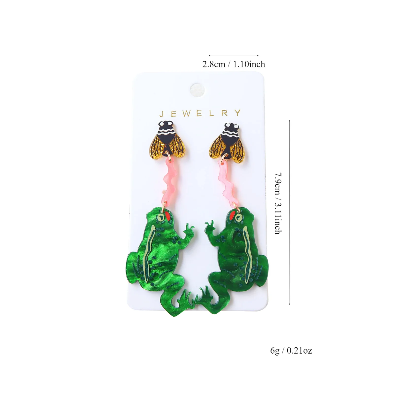 DUOWEI Cute Frog Drop Earrings – Acrylic Dangle Jewelry For Women & Teens