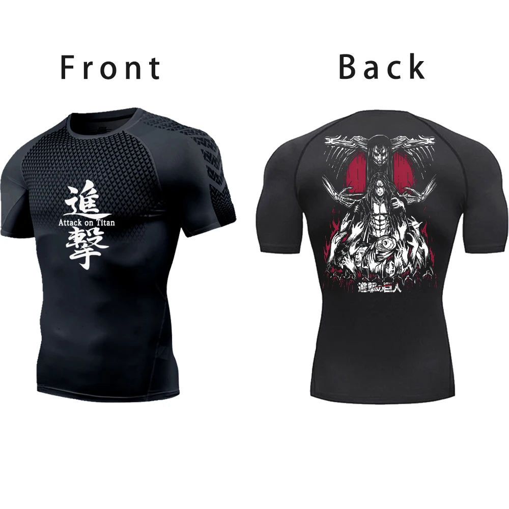 Attack on Titan Gym Shirts Men Fitness Gothic Quick Dry Compression Shirt Summer Manga Athletic shirts Casual Tops Undershirt