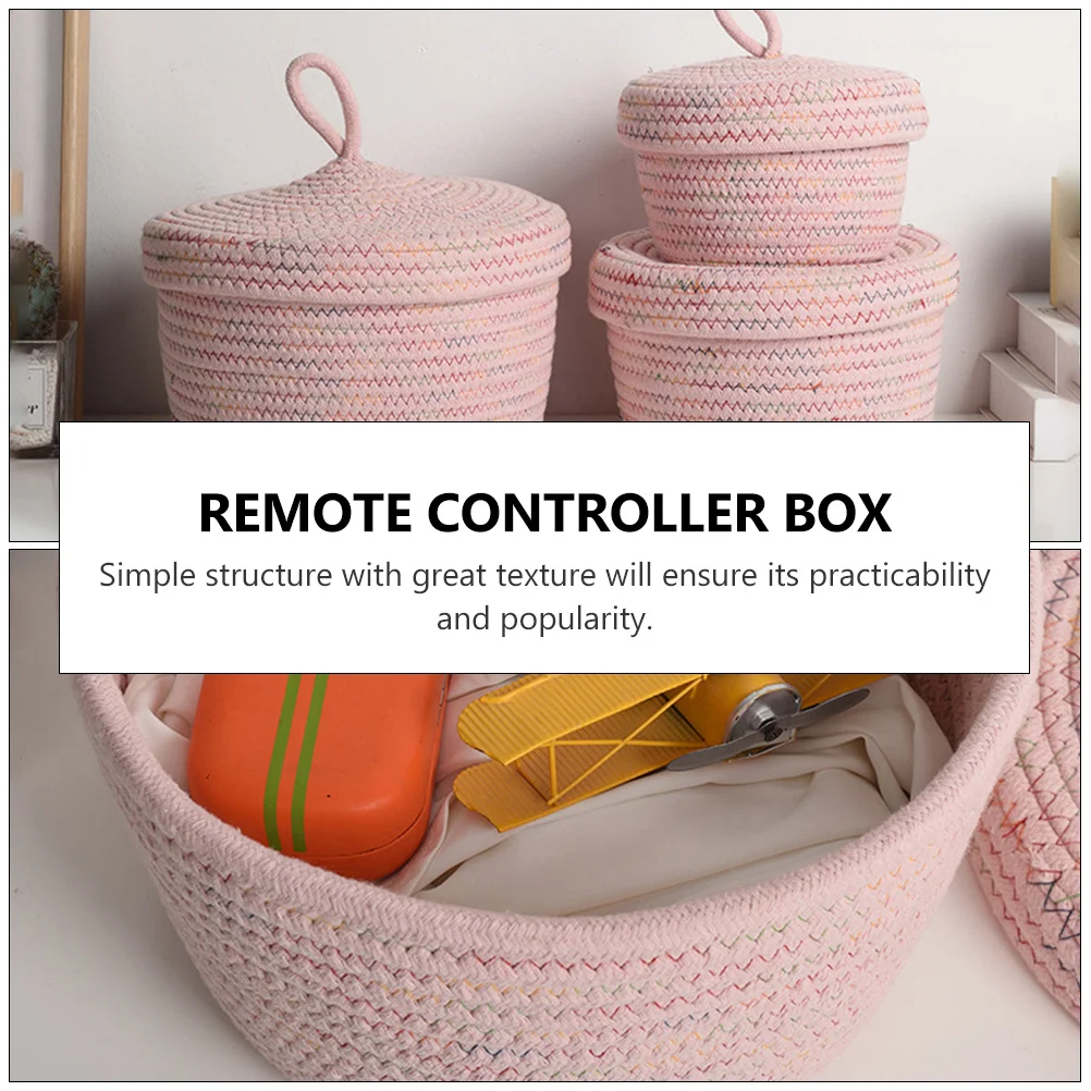 1Pc Remote Controller Basket Household Organizing Box Desktop Storage Case Pink