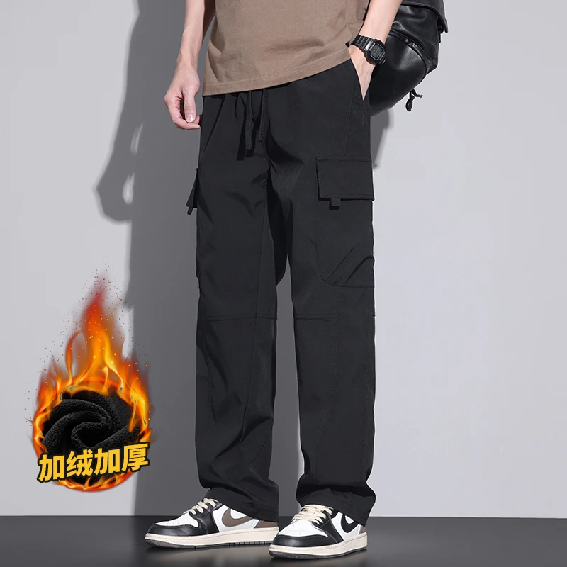 

GIOIO men's autumn and winter workers and casual pants, plus velvet thickening and warm, loose straight barbarian men's pants