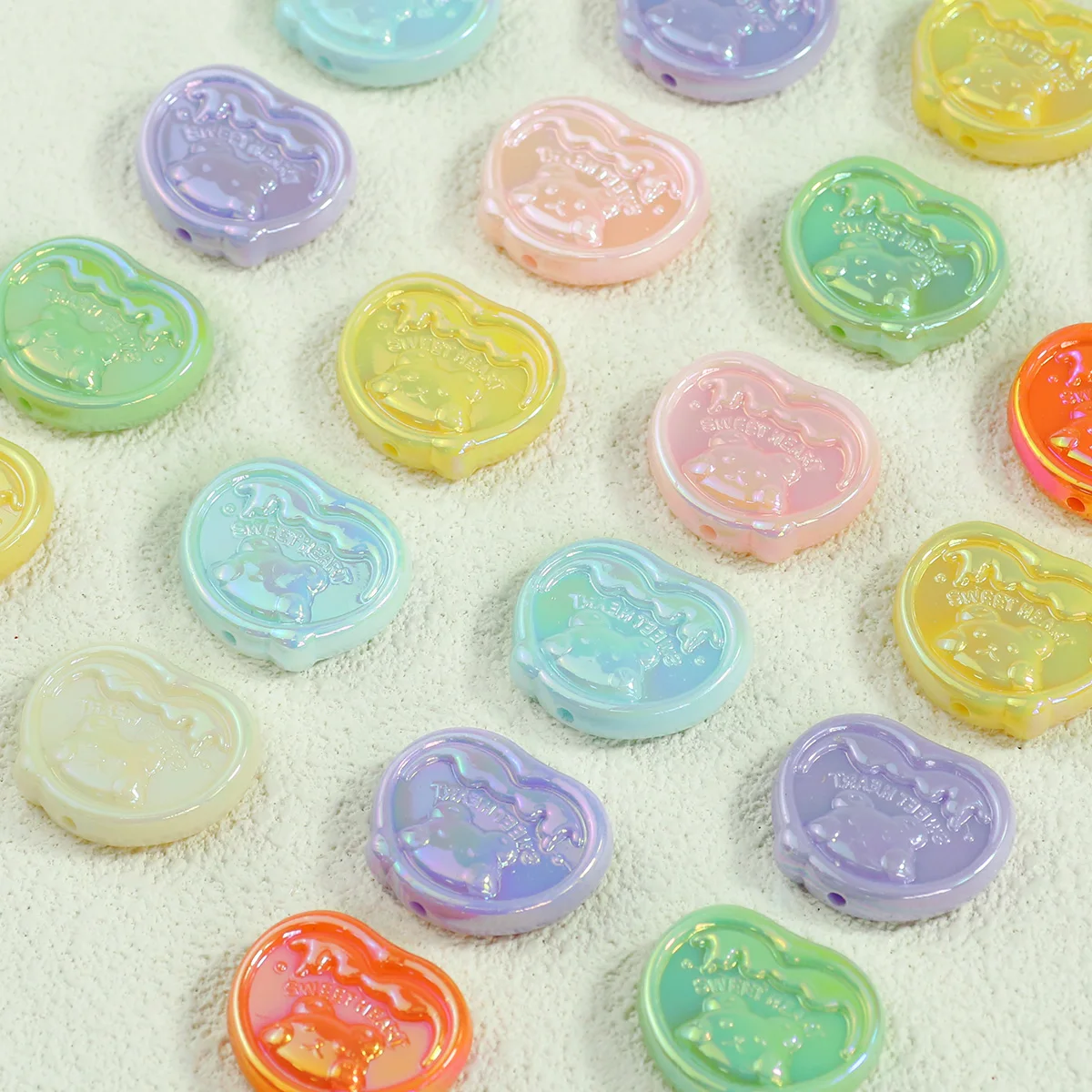 

6/12/18Pcs AB Bear Badge Acrylic Beads Spacer Loose Beads For Jewelry Bracelets Necklace Keychain Making DIY Accessories