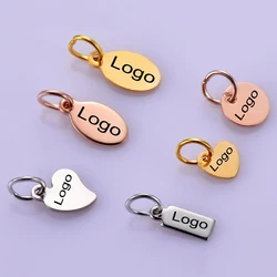 50pcs Heart Star Shaped Stainless Steel Personalized Small Logo Tags Custom Logos for Necklace Bracelet DIY Findings