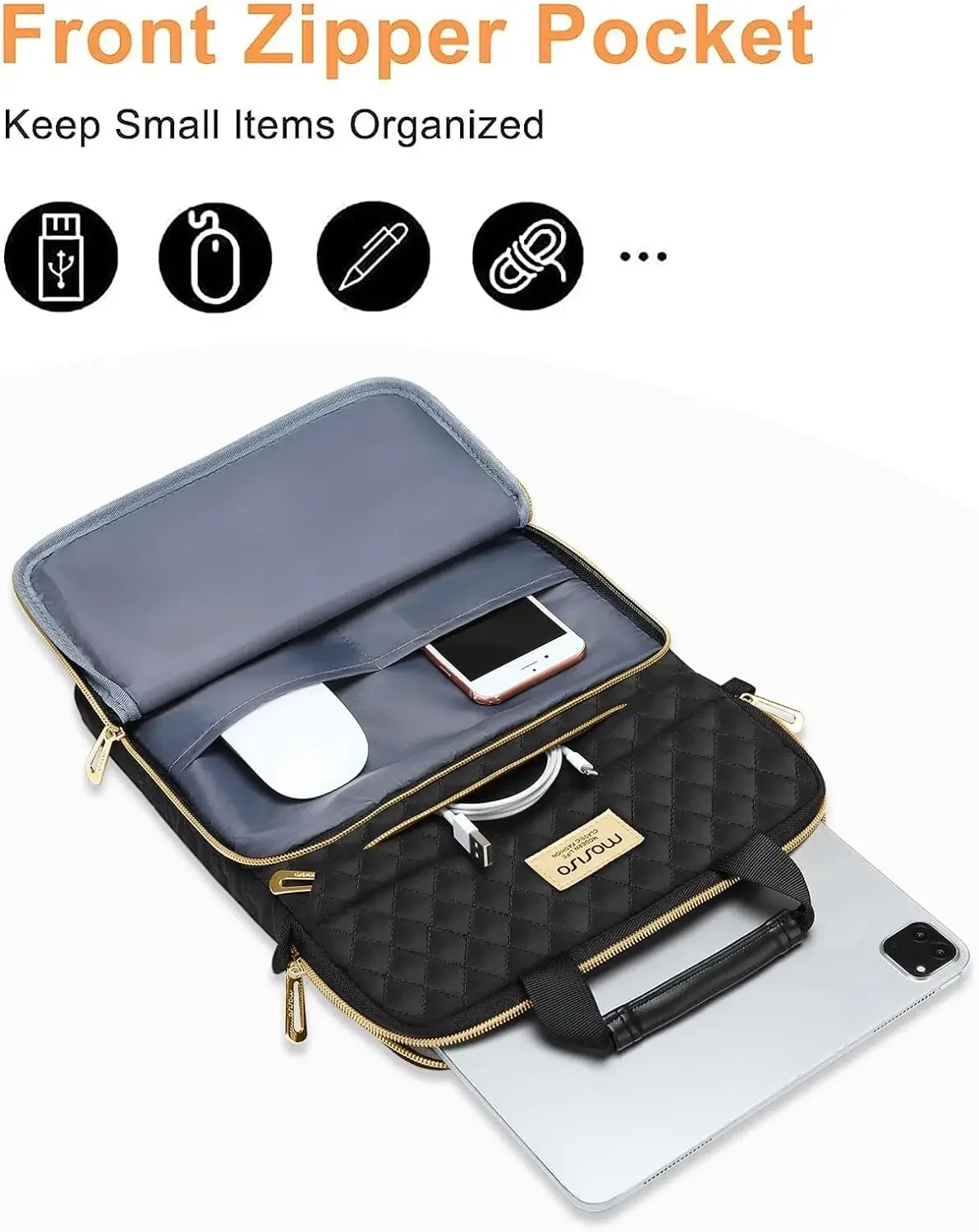 

12.9 inch Tablet Sleeve Compatible with iPad Pro 12.9 inch M2 M1 2022-2018 Surface Pro 9/8/7/6/X, Square Quilted Carrying Case