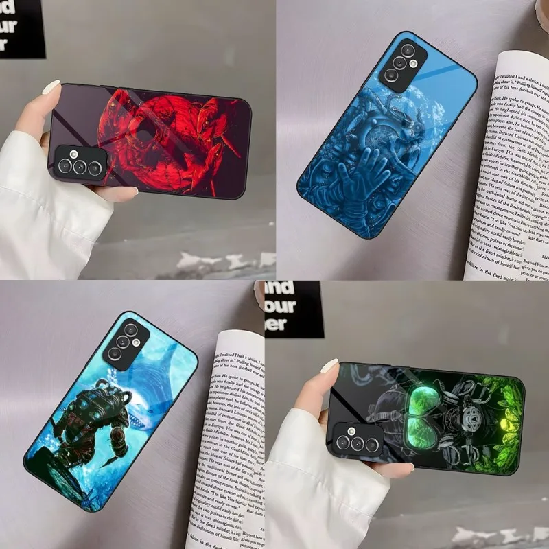 Diver Phone Case For Samsung A52 A22 A21 A20 A31 A71 A51 A12 A40 A10 A14 A54 A34 5G Glass Design Back Cover