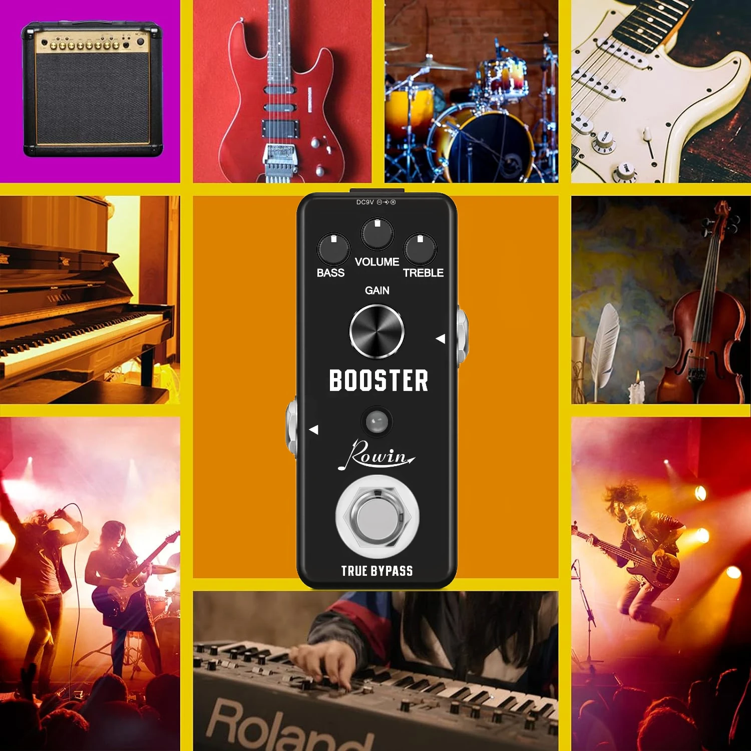 Rowin Guitar Pedal Booster Effect Pedals Boost Effector Pure Analog Signal Amplification Sound Bass Volume Treble