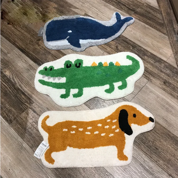 Cartoon Animal Cute Dog Puppy Crocodile Shaped Children's Room Floor Mat Kawaii Rug  Room Decor Rugs for Bedroom