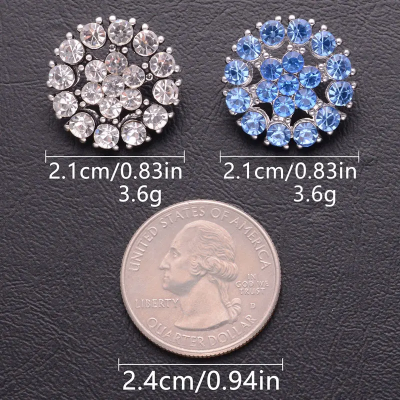 5/10/15 pz 2.1cm lucido pieno di strass fiocco di neve bottoni in metallo cavo per abbigliamento decorativo accessori per cucire moda fai da te