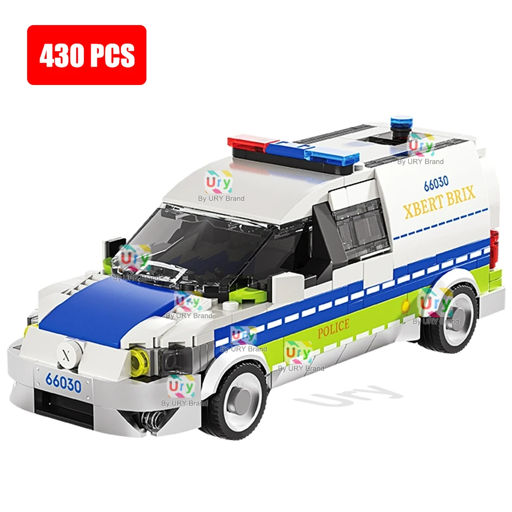 

City Series Traffic Patrol Car European Police Van Vehicle Technical Set Model MOC Building Blocks DIY Toys for Children Gifts