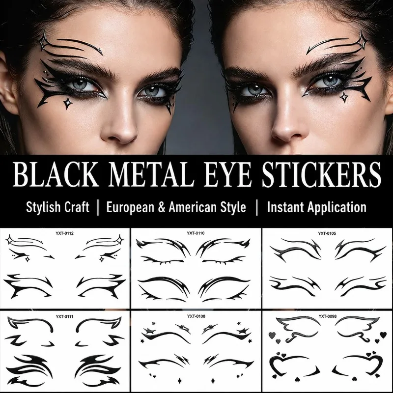 Eye Makeup Tattoo Sticker Dark Sweet Cool Eyeliner Cosmetic Decal Temporary Self-adhesive Waterproof Outer Eye Facial Makeover