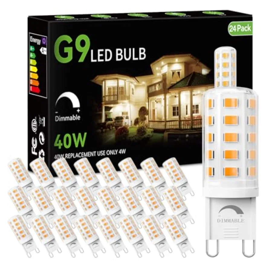 

Dimmable G9 LED Bulb 4W Equivalent 40 Watt T4 G9 Bi-pin Base Halogen Replacement G9 Socket Light Bulb for Chandelier Wall Sconc