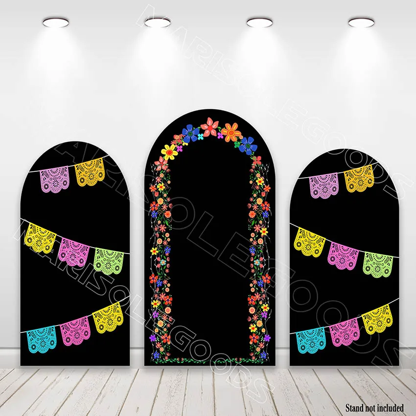 

Mehofond Custom 2-Sided Mexican Style Colorful Flowers Birthday Wedding Events Cover Chiara Arch Background Decor Backdrop Photo