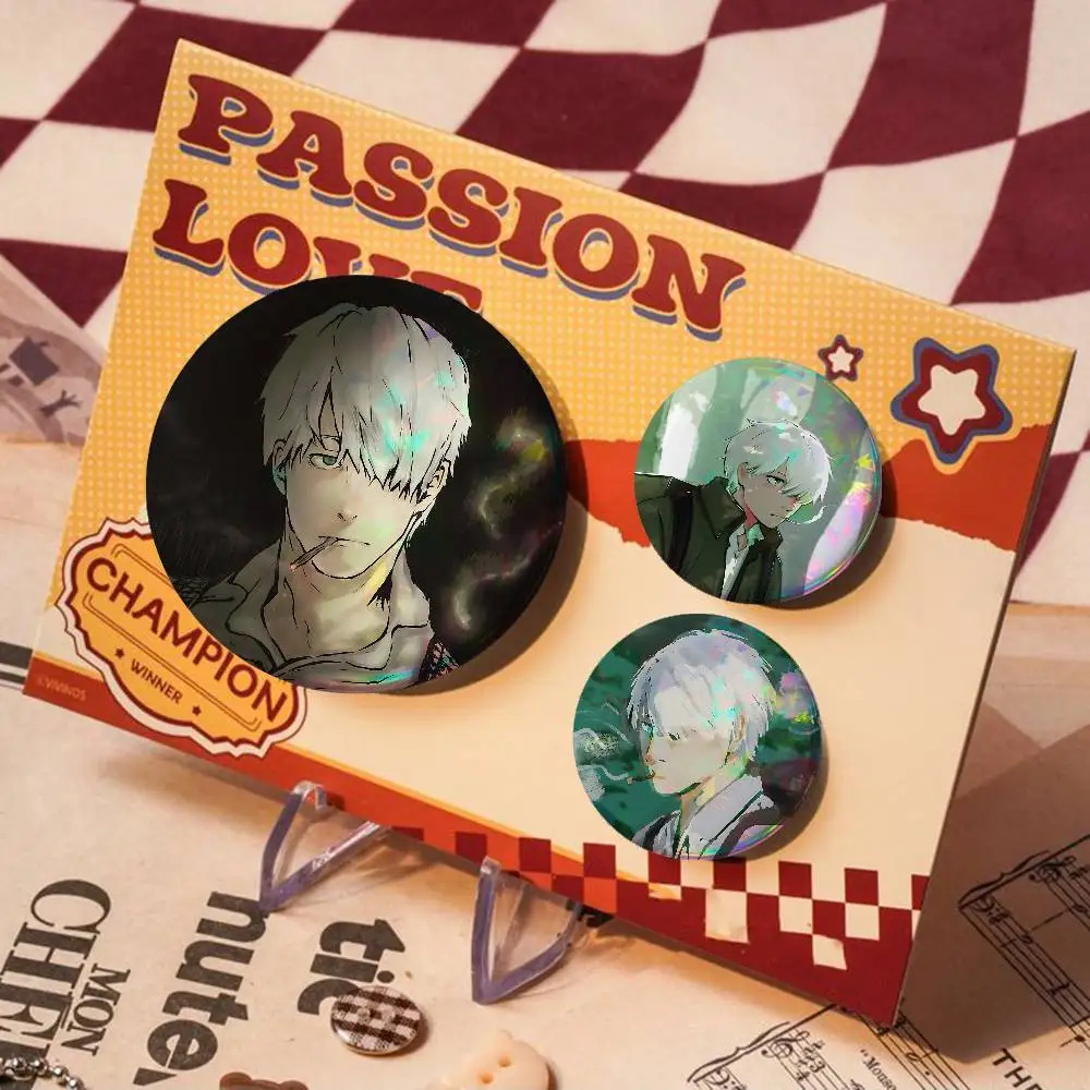 Anime Mushishi For Badge Personalized Custom Laser Reflective Badge Hologram Metal Enamel Pin Brooch Souvenir Gift